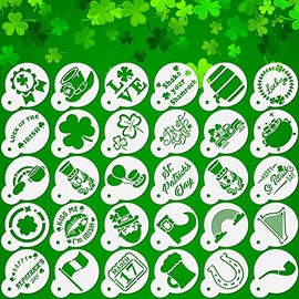 30 Pieces St. Patrick's Day Cookies Stencils Cookie Screen Print St. Patrick's Day Baking Holiday Stencils DIY St. Patrick's Day Shamrock Cookie Stencil Templates Decoration