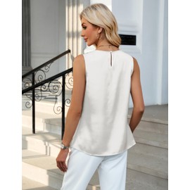 BMJL Women's Silk Satin Tank Top Summer Business Casual Outfit 2025 Sleeveless Work Dressy Shirt(2XL,White)