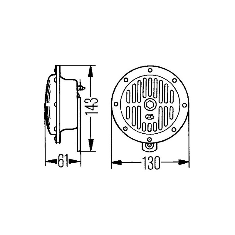 Hella 3CA 004 811-001 Horn Housing, 12 V, Black