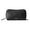 Hazel Cosmetic Case, Leather, Oblong Pouch, Black