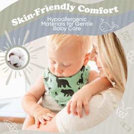 Baberos suaves y absorbentes para bebé, mantiene la baba y escupe fuera de la ropa de tu bebé, paquete de 12 baberos orgánicos para bebés para niños y niñas, cierre a presión para poner y quitar fácilmente