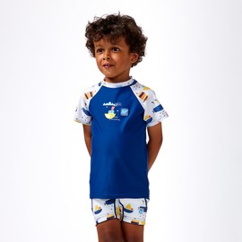 Splash About Boys' Short-Sleeved Top Rash Guard Shirt, Tug Boats