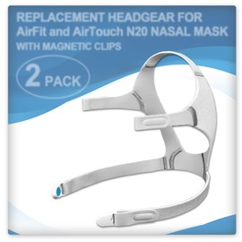 2 Packs Replacement Headgear Compatible with Airfit N20, Head Strap with Clips for N20, Including 2PCS Straps and 4PCS Clips,Great Value Supplies by AirSmart.