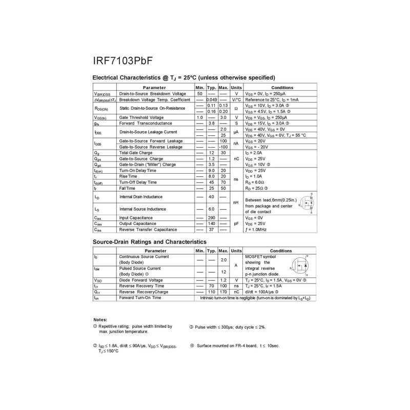 Chanzon IRF7103TRPBF SOP-8 Power MOSFET 3A Transistor SMD Pack of