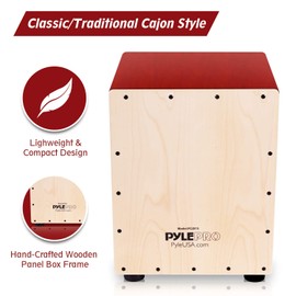 Pyle Stringed Jam Cajon - Wooden Cajon Percussion Box. (PCJD15)