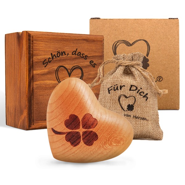 FunkenWerk Worry Stone Gift Set – Schön dass es Dich Gibt – Heart in Bag and Elegant Box – Lucky Charm – Courage Gift for Family (Schön dass es Dich gibt!)