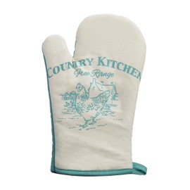 Premier Housewares Country Kitchen Single Oven Glove - White/Teal