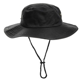 Sun-Hats-for-Men-with-UV-Protection-Wide-Brim Bucket Fishing Safari Boonie Hat for Summer (Black, XL)
