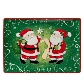 Certified International Holiday Magic Santa Rectangular Serving Platter, 14" X 10", Large