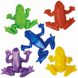 SHATCHI Men 48Pk Multicolour Stretchy Frogs Creatures Animal Unisex | Strechy Man| Kids Sticky Classroom Gifts Lucky Dip Prizes Toys Childrens Party Bag Fillers, Red,Yellow,Green,Teal Blue, 48pcs