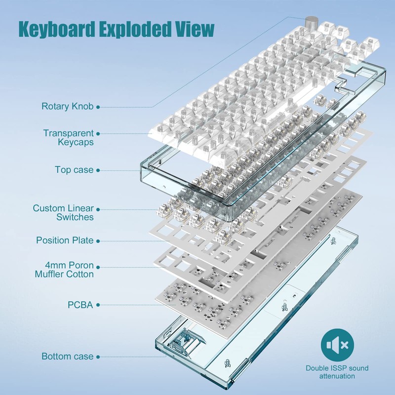 MAGIC-REFINER MK31 60% Wired Hot Swappable Mechanical Keyboard with Transparent