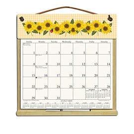 Wooden Refillable Calendar Holder Filled with The Rest of 2025 and 2026 calendars and Includes an Order Form Page for 2027-SUNFLOWERS