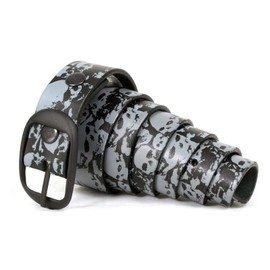 Milwaukee Leather MP7106 Men's Grey Skull Heads Black Genuine Leather Biker Belt with Interchangeable Buckle - 40