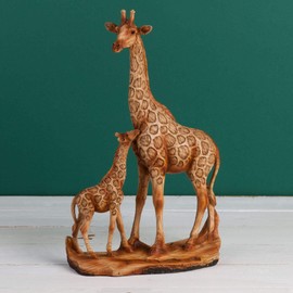 Wood Effect Giraffe and Baby Ornament