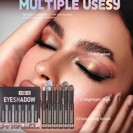 Pencil Eyeshadow Stick - Creamy Eyeshadow Stick,Matte Shimmer Brightener Smudge-Resistant Makeup Set Pens for Women Birthday Dating Party Wedding