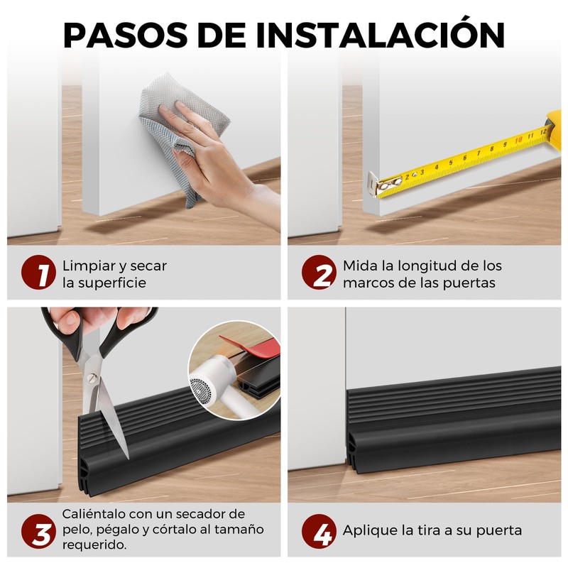 2PCS Guardapolvo y Protector para Puerta, Polvo del Sello Inferior