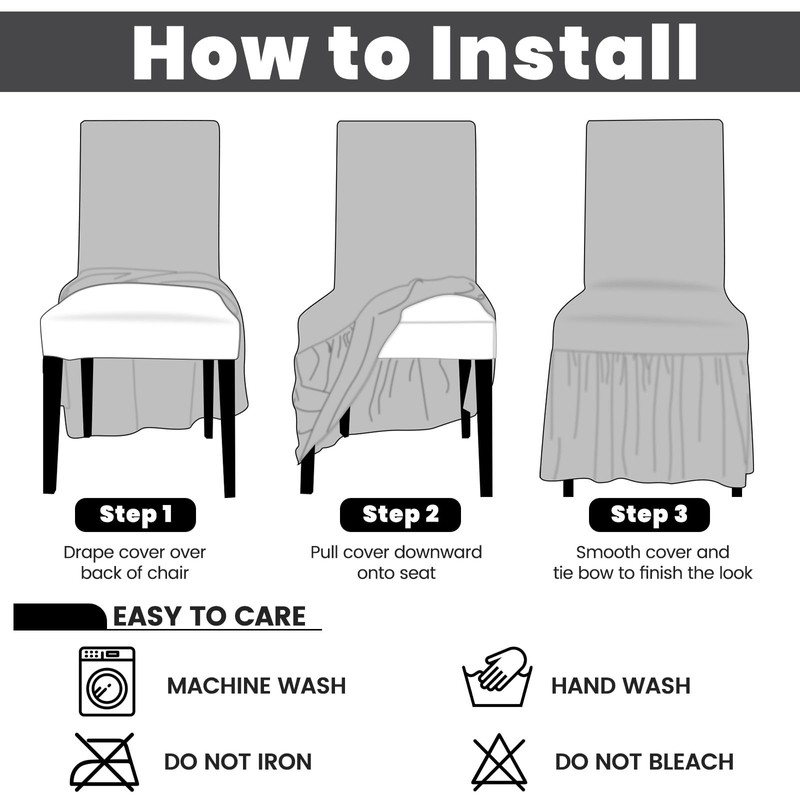 Rakila Set of 6 Jacquard Stretch Chair Covers with Skirt