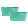 Fyne-Finds Set of 2 Teal Oval Metal Herb Trough 23cm,