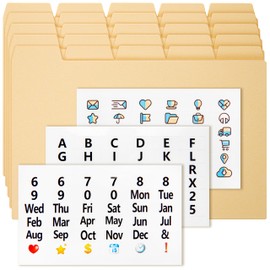 25 Manila Index Card Box Dividers 5x8, Index Card Dividers with Tabs & 108 Stickers, Index Recipe Card Dividers, Alphabetical File Dividers Cards, Alphabet Dividers for 5x8 Index Card Box