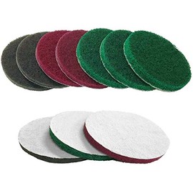 Utoolmart 5inch Replacement Scrubbing Pads 240 Grit Disc Flocking Round Drill Powered Brush Tile Scrubber Hook and Loop Industrial for Kitchen Bathroom Auto Cleaning Tool Green 5pcs