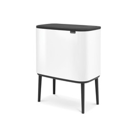 Brabantia Bo Trash Can - 1 x 9.5 Gal Inner Bucket (White) Waste/Recycling Garbage Can, Removable Compartment