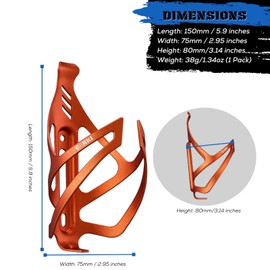 Corki Cycles Bicycle Bottle Holder Made of Aluminium Lightweight Universal Bicycle Drink Holder for Road Bike, MTB, Gravel Bike and E-Bike, Orange, Pack of 2