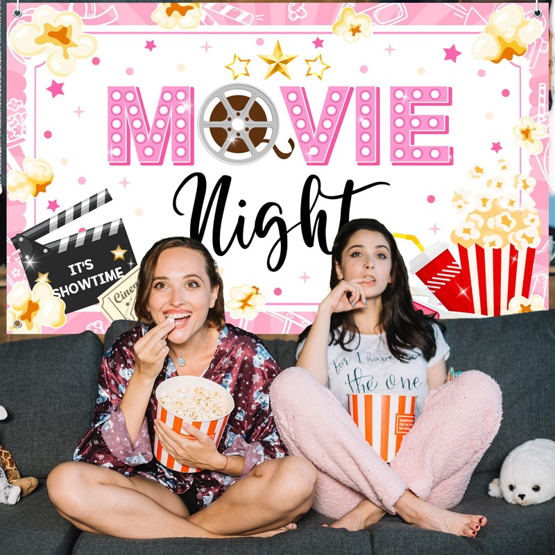 Pink Movie Night Party Decorations Tableware Set Serve 24