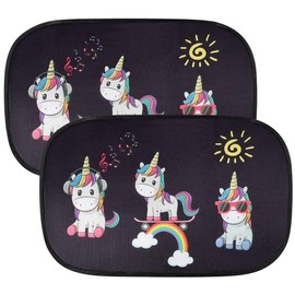 URAQT Car Sun Shade, Compatible with Passenger Cars, Car Window Sun Shade with UV Protection (Set of 2) for Children, Unicorns - 50 x 30 cm