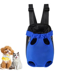 Dog Carrier Backpack, Adjustable Puppy Front Carrier Backpack, Ventilated Dog Chest Carrier for Hiking Camping Travel, Sling Bag for Small Medium Dog Cat Rabbit Puppies, Suit 7.7-14 lbs (Blue, L)