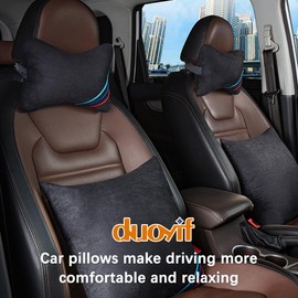 duoyif Car Neck Pillow Headrest, Car Cushion Neck Support, Car Seat Neck Pillow for Driving, Comfortable and Breathable, Car Headrest for Car Seats, Office Seats, Play Seats (Black c1)