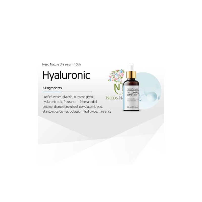 NECESITA NATURALEZA Suero de ácido hialurónico DIY al 10% 1,01