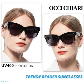 OCCI CHIARI Reading Sunglasses for Women 1.25 Large Reader Sunglasses 1.0 1.25 1.5 1.75 2.0 2.25 2.5 2.75 3.0 3.5 (Transparent, 1.25)