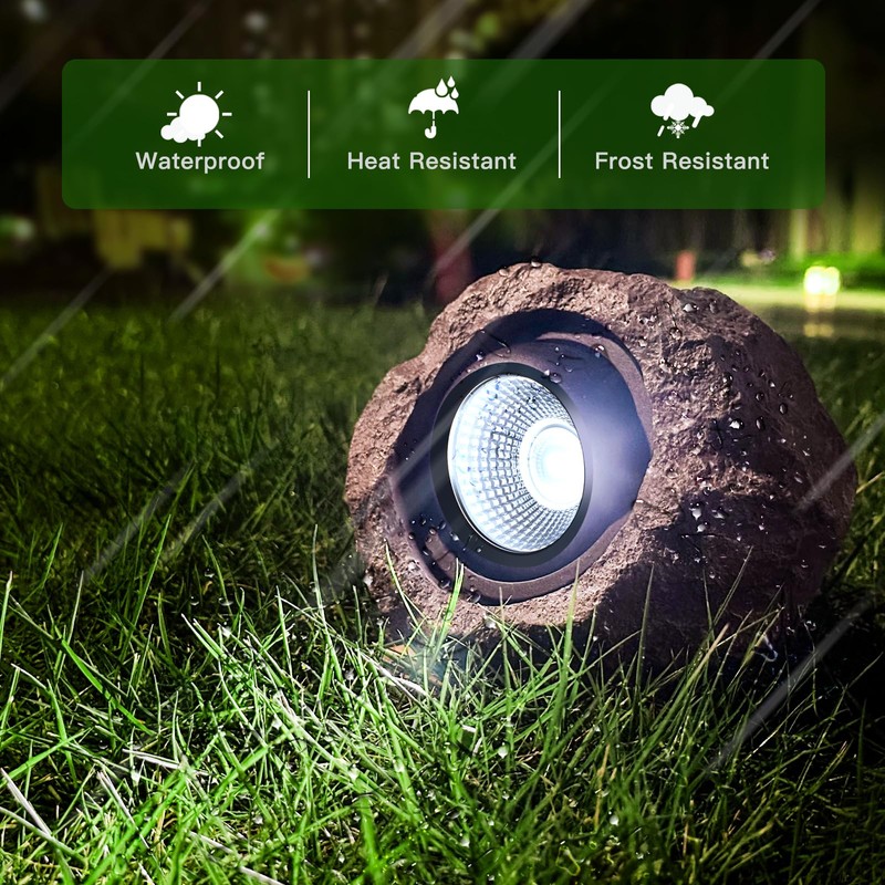 Timeflies Solar Rock Lights Outdoor, 4 Pack Super Bright Solar