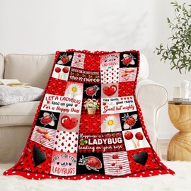 Ladybug Blanket,Ladybugs Gifts for Women Girl,Soft Plush Ladybugs Throw Blankets,Ladybug Stuff Decoration,Lightweight Flannel Quilt,40 x 50 for Kids