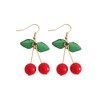 KENYG Women Fashion Jewelry Fruit Gold Dangle Earrings Red Cherry