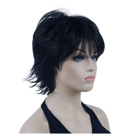 Lydell Short Layered Shaggy Wavy Full Synthetic Wigs (Natural black)