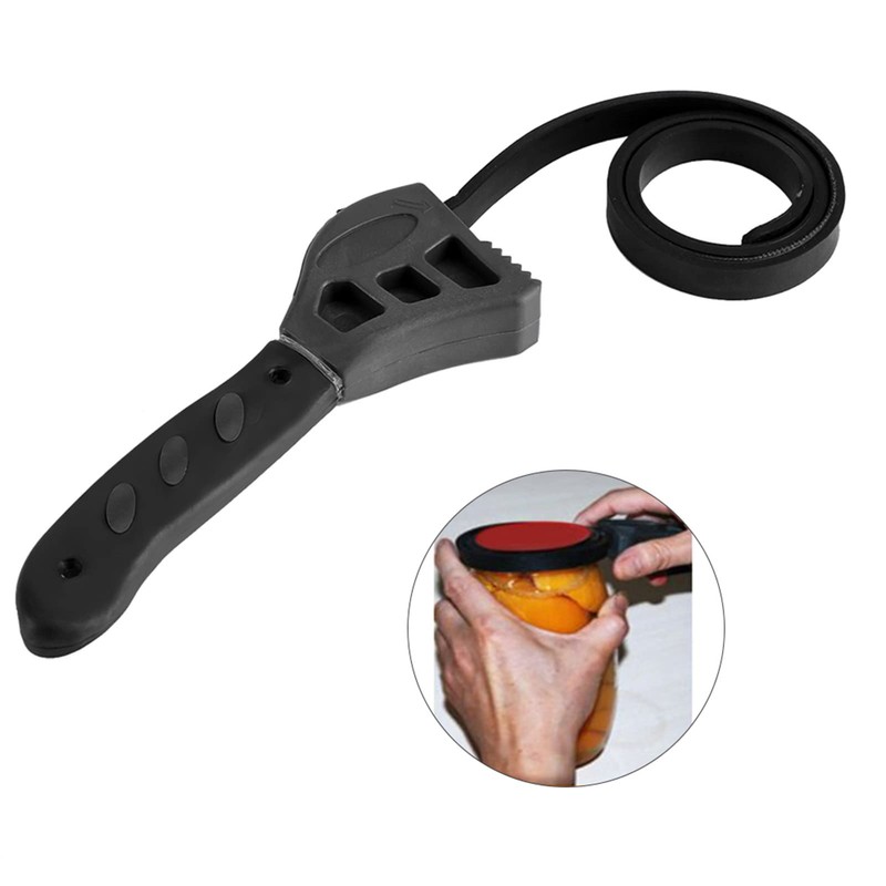 Rubber Strap Wrench, Adjustable 500mm Jar Opener Pipe DIY Wrench