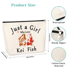 Koi Fish Gifts for Women Makeup Bag Koi Fish Themed for Animal Lovers Daughter Friendship Presents for Girls Friend Sister Bestie Travel Cosmetic Pouch Christmas Birthday for Her Toiletry Bag