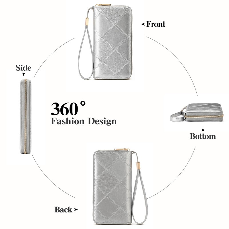 SENDEFN Women's Large Leather Wallet with RFID Protection, Large Capacity