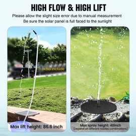 ECO-WORTHY 5W Small Solar Water Fountain Pump, 5W solar panel Outdoor Submersible Water Fountain Pump with 10FT Cables and 8 Nozzles,suit for Bird Bath,small pond