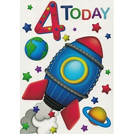 Happy 4th Birthday Card 4 Today - Zap Pow Boom Comic Book Super Hero - For Him Male Boy