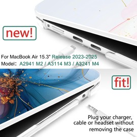 DONGKE Compatible with M4 MacBook Air 15 inch Case 2025-2023 A3241 A3114 A2941 M3 M2 Retina Display Touch ID, Plastic Hard Case & Keyboard Skin for MacBook Air 15" - Soft Flowing Colors