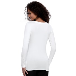 COZYFIT Underscrub Long Sleeve Women - Scrubs Undershirts for Nurse with Soft Fabric, Crew Neck Tee, White, XL