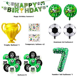 Festa tema calcio, Decorazione per 7° compleanno ragazzo calcio, Palloncini calcio, Tatuaggi temporanei, Striscioni, Palloncini compleanno, Adatti per decorazioni festa tifosi