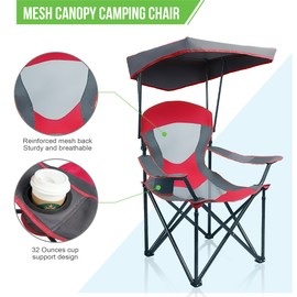 ALPHA CAMP Mesh Canopy Chair Folding Camping Chair - Red