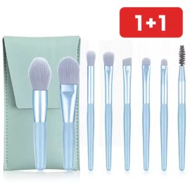 Blue 메이크업 브러쉬 세트 휴대용 여행용 파우치 화장도구 아이섀도우 1+1 [블루] Makeup Brush Set Portable Travel Pouch Cosmetic Tool Eyeshadow 1+1 [Blue]