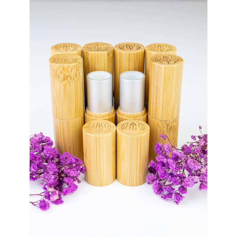 Wachsmann, Lipstick Sleeves Empty Pack of 8 Bamboo Case with