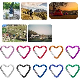 2Pcs Heart-Shaped Carabiner Clips, Durable Aluminum Alloy Keychain Clips for Camping, Backpack, Keys and Water Bottles, Accessories (Pink)