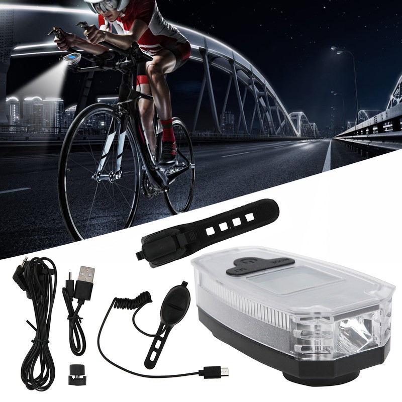 Multifunctional Bike Front Light Bicycle Speedometer LED Display Horn Warning