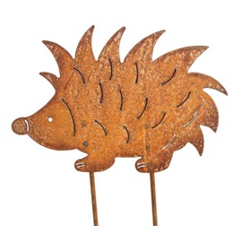 Garden Stake Hedgehog 25 cm x 18 cm Metal Rust Garden Decoration Patina Rusty Decorative Figure